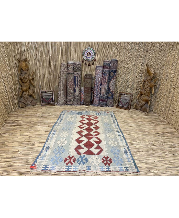 Handmade Turkish Kayseri Nomadic Original  Wool on Wool Kilim – FREE SHIPPING..!